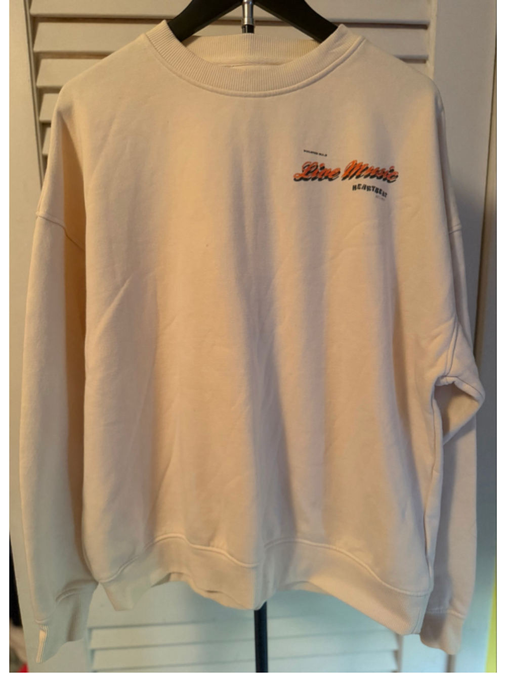 Cotton On Live Music Graphic Oversized Sweatshirt Cream Size L